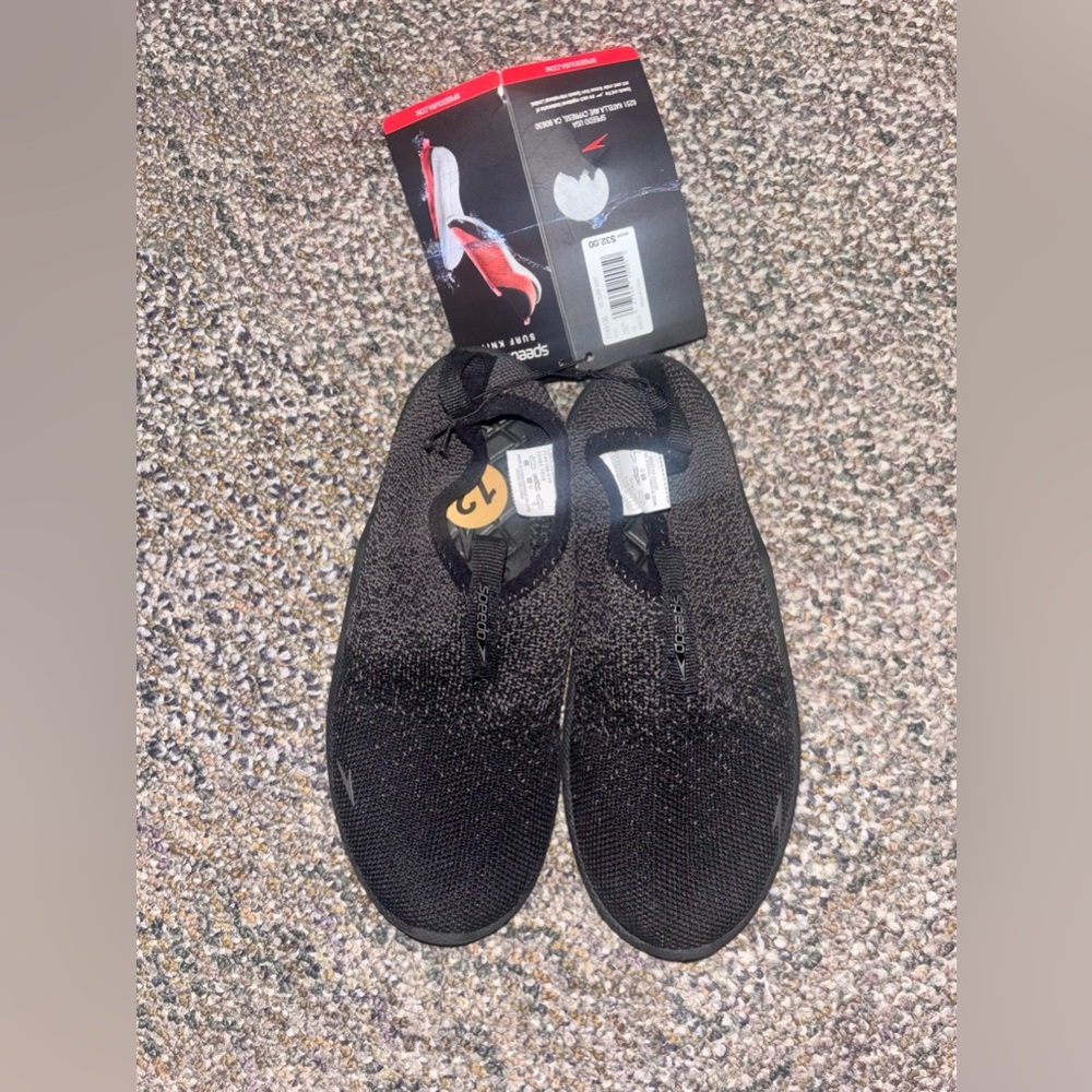 NWT Boys Surf Knit SPEEDO Kids Size 12 Black Slip on Water Shoes